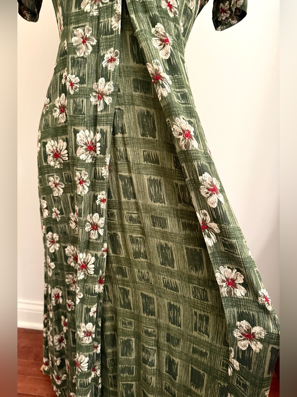 Westport LTD Vintage Green Cream Floral SZ 6 Countrycore Prairie Boho 90’s Dress - Picture 4 of 11